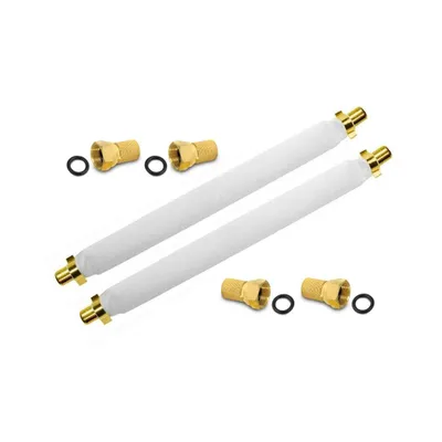 Produktbild von ARLI 2x Fensterdurchführung 20 cm – Selbstklebend + 4x F-Stecker vergoldet | SAT TV Flachkabel für Fenster & Türen