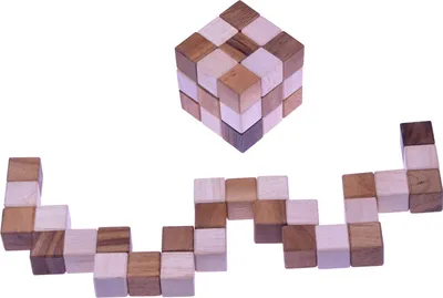 Zdjęcie produktu dla Kostka wąż 3x3 rozmiar L - długość krawędzi 7,5 cm - Kostka wąż - puzzle 3D wykonane z drewna