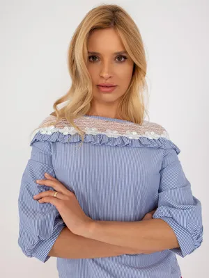 Produktbild von Lakerta Damenbluse Manoi weiß-hellblau Universal