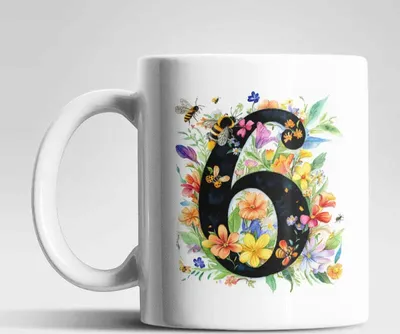 Produktbild von Name A bis Z und 0 bis 9 Blumen Bienen Kaffeetasse Teetasse Tasse Geschenkidee – 6