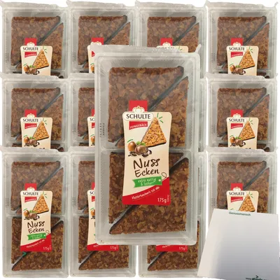 Produktbild von Schulte Nussecken extra nussig & lecker mit Zartbitterschokolade 13er Pack (13x175g Packung) + usy Block