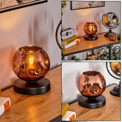 Produktbild von Villamare Tischlampe aus Metall/Glas in Schwarz/Kupferfarben