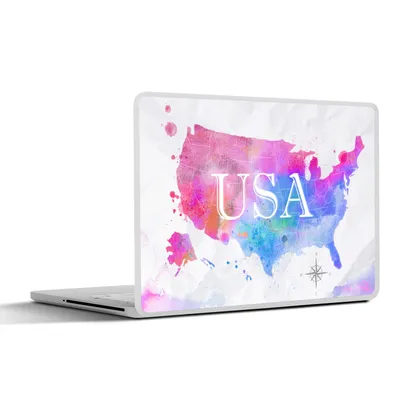 Produktbild von MuchoWow® Laptop Aufkleber Sticker Cover Weltkarte - Aquarell - Vereinigte Staaten 30x22 cm - Laptop-Sticker