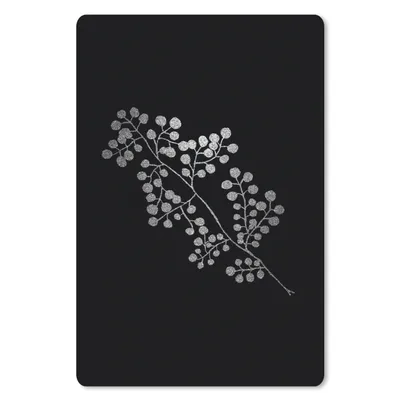 Produktbild von MuchoWow® Mauspad Mousepad Zweig mit runden Blättern auf schwarzem Hintergrund - schwarz und weiß 40x60 cm - Mousepads - Maus Mat - Pad - Mausunterlage - Schreibtisch Accesoire