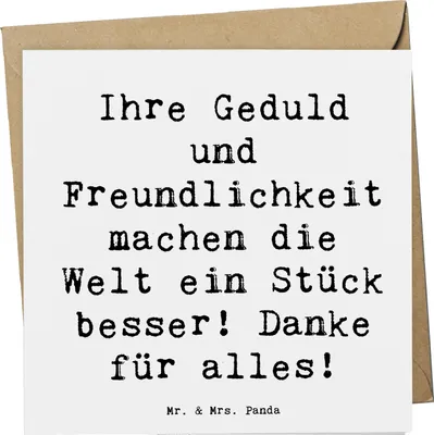 Produktbild von Mr. & Mrs. Panda Grußkarte Spruch Erzieher-Dank - Weiß - Geschenk, Bedanken, Dankeschön, Aufmerksamkeit, Danke sagen, Klappkarte, Geborgenheit, anlasskarte, faltkarte