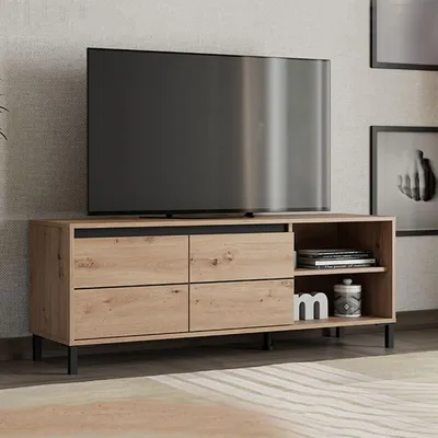 Image de Cigno - Meuble TV, 138x40x52 cm chêne marron, 2 étagères
