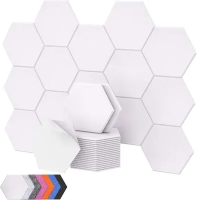 Productafbeelding van Famanu Akoestische panelen, set van 18 stuks - Zeshoekig, wit, 30x26x1 cm