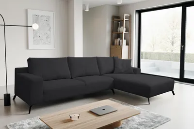 Produktbild von VENASI ASPEN Rechts Ecksofa ohne Schlaffunktion Sofa L Form Eckcouch Couchgarnitur Couch SCHWARZ