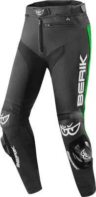 Immagine prodotto di Pantaloni in pelle da moto Berik Track, nero/verde, 54