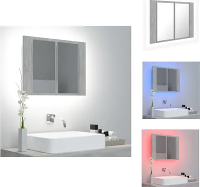Produktbild von vidaXL LED-Bad-Spiegelschrank Betongrau 60x12x45 cm Acryl - Badezimmerwaschtische