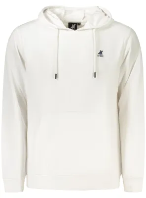 Produktbild von Herrenweißes Kapuzen-Sweatshirt mit Kängurutasche und Druckdesign