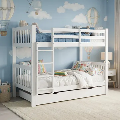 Obrázek produktu pro Homestyle4u Palanda 90x200, dětská postel s úložným prostorem a úložným boxem, bílá, do dětského pokoje
