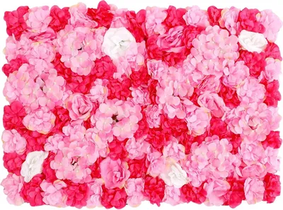 Produktbild von Blumenwand Deko - Wandpaneele 12er-Pack - Metallrahmen - Hohlgitter - Blütenhalterungen - Einfache Montage - Pflegefrei - Rosa