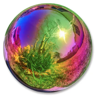Spiegelkugel 25,4 cm, Edelstahl, Regenbogen-Finish, rund