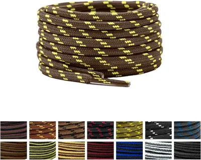 Zweifarbige Schnürsenkel für Wanderschuhe / Arbeitsschuhe - Braun Dunkel Gelb Gemustert - 180 cm
