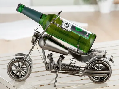Produktbild von Gilde Flaschenhalter "Motorrad" vernickelt H: 25 cm B: 40 cm T: 14.5 cm 65165