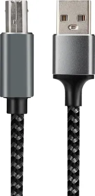 Produktbild von INF USB zu B Druckerkabel: Nylon Geflochten, 1/2/3/5M, Grau, 1 Stück 5 m