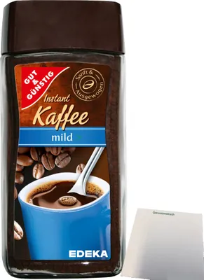 Produktbild von Gut & Günstig Gold löslicher Instant Kaffee mild (200g Packung) + usy Block