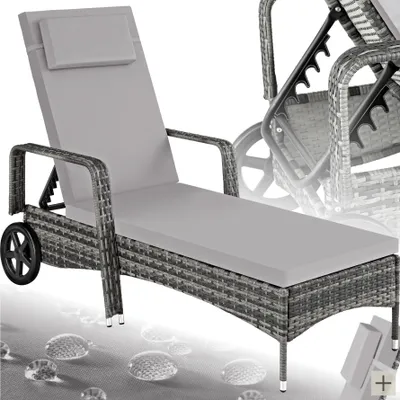 Produktbild von tectake® Rattan Sonnenliege 200 x 70 x 33 cm