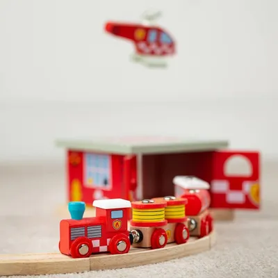 Obrázek produktu pro Bigjigs Rail Hasičský vlak + 3 koleje
