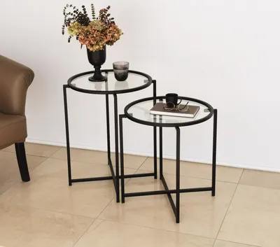 Obrázek produktu pro Skye Decor, S412, odkládací stolek, černý, 100 % tvrzené sklo, 50 x 50 x 60 cm
