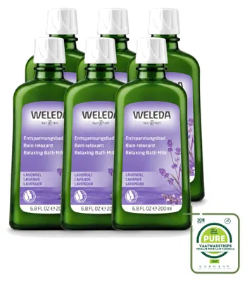 Imagen del producto de 6 unidades de Leche de baño relajante de lavanda Weleda - 200 ml - Pack grande