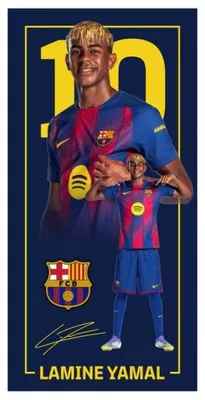 Image de Serviette de plage FC Barcelone Lamine Yamal en microfibre 70 x 140 cm 124609 Multicolore