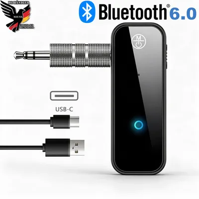 Produktbild von Bluetooth 6.0 AUX‑Adapter 2‑in‑1 Sender‑Empfänger, 3,5 mm Wireless Audio Adapter mit Freisprechfunktion für Auto, TV, PC, Fernseher, Heim‑Lautsprecher