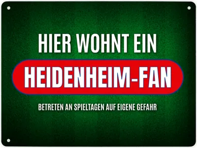 Produktbild von Hier wohnt ein Heidenheim-Fan Metallschild XL mit Rasen Motiv Schild