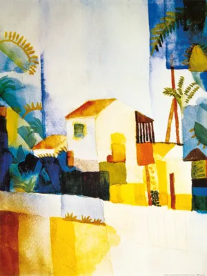 Produktbild von August Macke Kunstdruck Bild - Das Helle Haus, 1914 (80 x 60 cm)