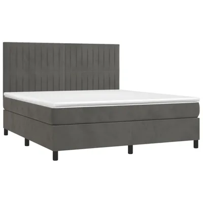 Image de Sommier à lattes de lit et matelas Gris foncé 160x200cm Velours