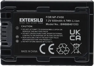 Produktbild von EXTENSILO Akku kompatibel mit Sony DCR-SR210(E), DCR-SR190(E), DCR-SR290(E), DCR-HC53(E), DCR-HC96(E), DCR-HC62(E) Kamera (650 mAh, 7,2 V, Li-Ion)