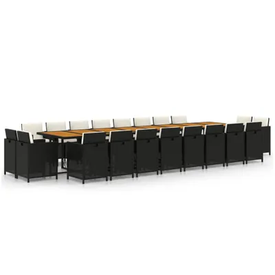 Produktbild von 21-tlg. Garten-Essgruppe mit Kissen Schwarz Poly Rattan