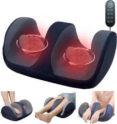 Produktbild von Fuß- und Wade-Massager mit Wärmebehandlungen und Rollen für Neuropathie, Wohlbefinden und Entspannung. Knie-Bein-Arm-Massager verbessert die Durchblutung.