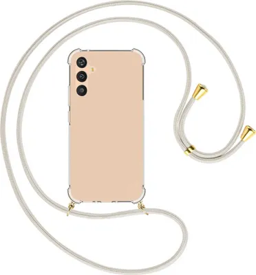 Produktbild von Handykette Backcover-Schutzhülle mit Band (Metall goldfarben) für Samsung Galaxy A34 5G - broken white