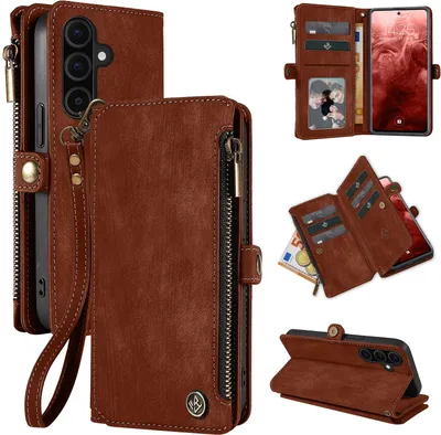 Produktbild von Handy Hülle für Samsung Galaxy A36 5G Geldbeutel Geldbörse RFID Schutz Klapphülle Cover Schutzhülle Wallet Farbe: Dunkelbraun