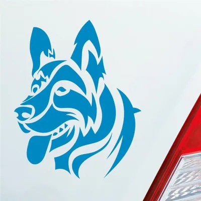 Produktbild von Auto Aufkleber Deutscher Schäferhund Hund Schaeferhund 10x12 cm Hellblau Sticker Heckscheibenaufkleber