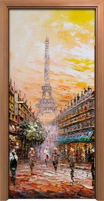 Produktbild von Türposter 90x200 cm Türaufkleber Türtapete Türfolie Klebefolie Paris Eiffel Baum Straße Menschen