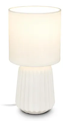 Productafbeelding van Briloner nachtlampje met keramieken voet, diameter 13 cm, hoogte 27 cm, fitting E14, maximaal 25W, kabel schakelaar, wit. Geschikt voor woonkamer, slaapkamer, hal