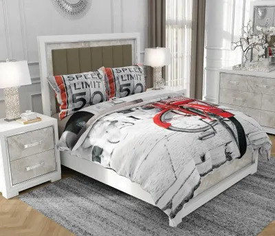 Obrázok produktu pre Obliečky 160x200 cm + 2x70x80 cm, 3-dielna súprava, 100% bavlna (bavlnený satén), zips, Čierno-biely, viacfarebná - SOVIO | So.0076