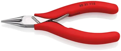Produktbild von Knipex Elektronik-Greifzange DIN ISO 9655 Länge 115mm rund poliert Kunststoff-Überzogen - 35 31 115