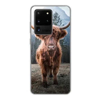 Produktbild von MuchoWow® Handyhülle Schutzhülle Hülle für Samsung Galaxy S20 Ultra Schottischer Highlander - Berg - Tier Silikon Softcase Handy Hülle - Karteninhaber