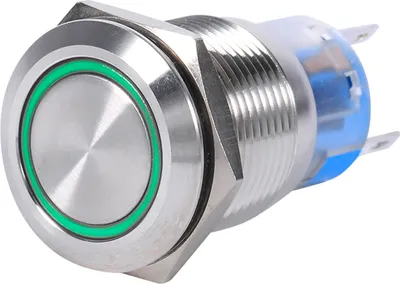 Obrázek produktu pro 19mm 12-24 V vodotěsný samosvorný spínač z nerezové oceli Zelená LED Zelená LED