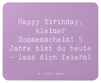Produktbild von Mr. & Mrs. Panda Mousepad Spruch 5. Geburtstag Sonnenschein - Lavendeltraum - Geschenk, computermatte, mousematte, mauspad laptop, Glückwunsch, feiern, Geburtstagsfreude