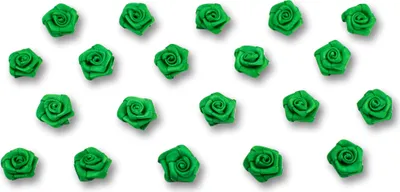 Produktbild von Satinrosen 15mm zum Basteln & Aufnähen 20 Stück Grün