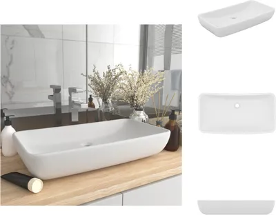 Obrázok produktu pre vidaXL umývadlo obdĺžnikové matné biele 71x38 cm keramické - Umývadlo do kúpeľne