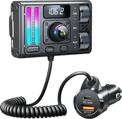 Produktbild von ZELURXX Bluetooth MP3 Player, FM Transmitter mit Bass, Schnellladegerät, AUX, OLED Display, Freisprechen, Auto Adapter, MT02