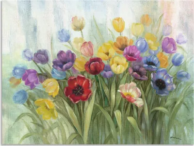 Produktbild von ARTland Wandbild Alu für Innen & Outdoor Tulpenwiese I Größe: 60x45 cm
