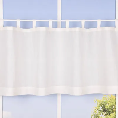 Produktbild von Bio Schlaufenbistro halbtransparente Scheibengardine aus Bio Baumwolle mit Leinenstruktur wollweiß 150x50cm