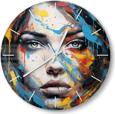 Produktbild von DEQORI Glasuhr Ø30 cm Modern 'Seelensymphonie' Wanduhr Glas Uhr Design leise Küchenuhr